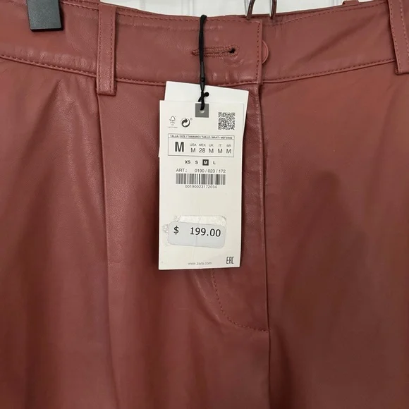 Zara genuine, leather High Waisted Shorts Sz M